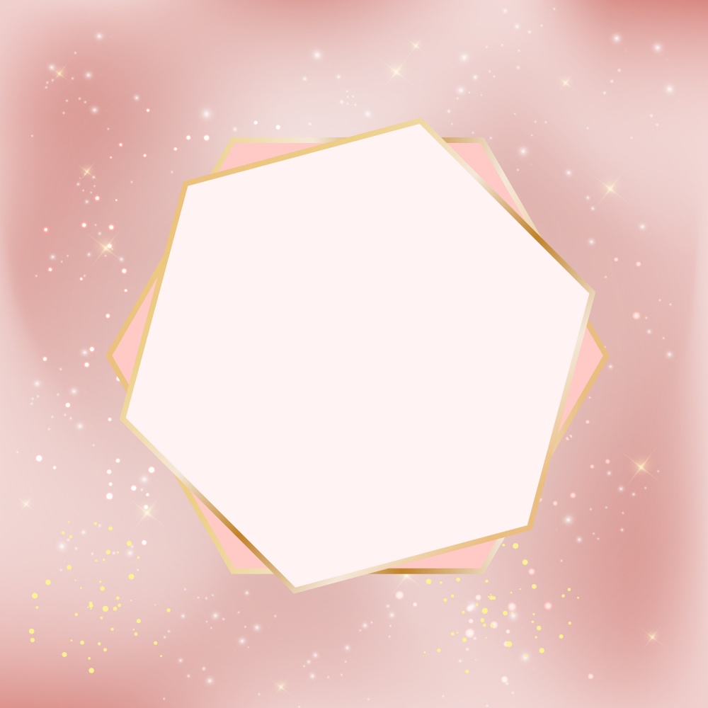 Pink Glossy Star Background with Golden frame. Can be used for Wedding Invitation, Valentines Day Card. Vector Illustration EPS10. Pink Glossy Star Background with Golden frame. Can be used for Wedding Invitation, Valentines Day Card. Vector Illustration