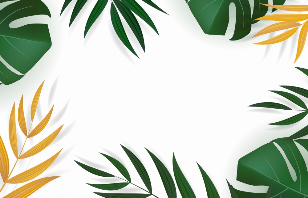 Natural Realistic Green and Gold Palm Leaf Tropical Background. Vector illustration. Natural Realistic Green and Gold Palm Leaf Tropical Background. Vector illustration EPS10
