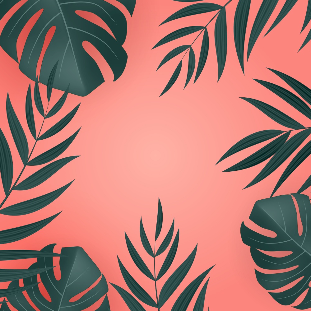 Natural Realistic Green and Pink Palm Leaf Tropical Background. Vector illustration. Natural Realistic Green and Pink Palm Leaf Tropical Background. Vector illustration EPS10