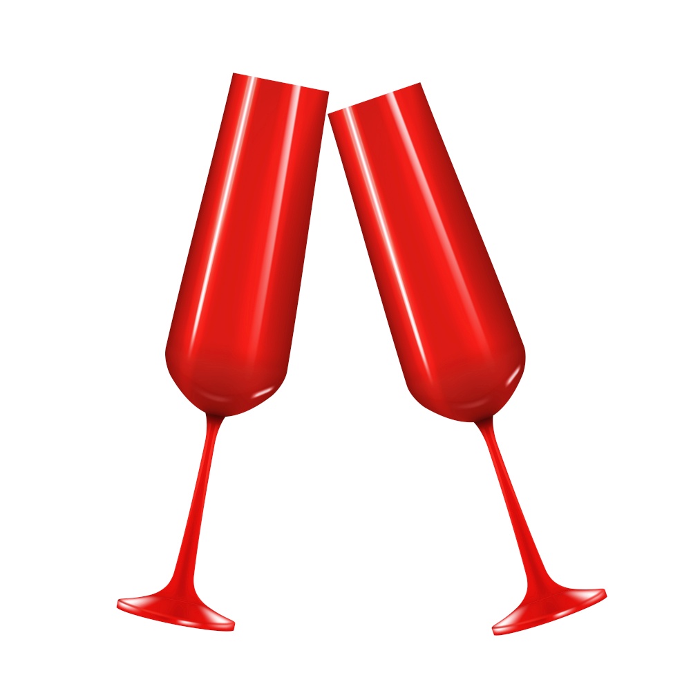 Red 3d realistic champagne glass isolated on white background. Design element. Vector Illustration. Red 3d realistic champagne glass isolated on white background. Design element. Vector Illustration EPS10