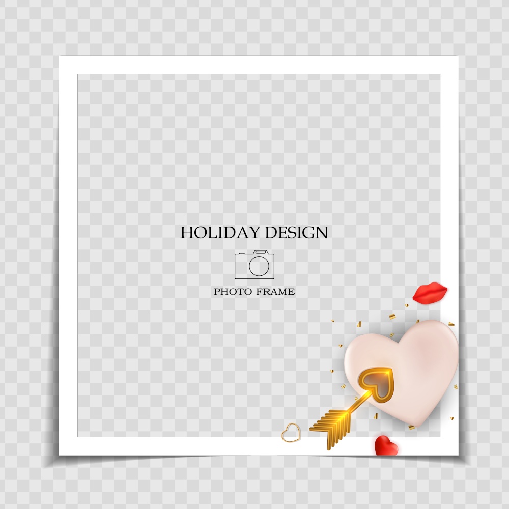 Holiday Background Photo Frame Template. Valentine s Day Love Concept for post in Social Network. Vector Illustration.. Holiday Background Photo Frame Template. Valentine s Day Love Concept for post in Social Network. Vector Illustration EPS10