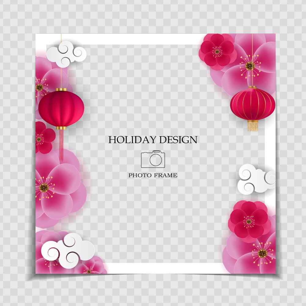 Holiday Background Photo Frame Template. Chinese New Year Concept for post in Social Network. Vector Illustration. Holiday Background Photo Frame Template. Chinese New Year Concept for post in Social Network. Vector Illustration. EPS10
