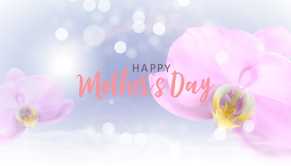 Happy Mothers Day Background with Realistic orchid flowers. Vector Illustration EPS10. Happy Mothers Day Background with Realistic orchid flowers. Vector Illustration