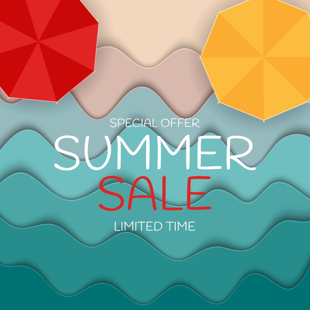 Summer Sale paper Cut Template Background. Special offer vector illustration EPS10. Summer Sale paper Cut Template Background. Special offer vector illustration