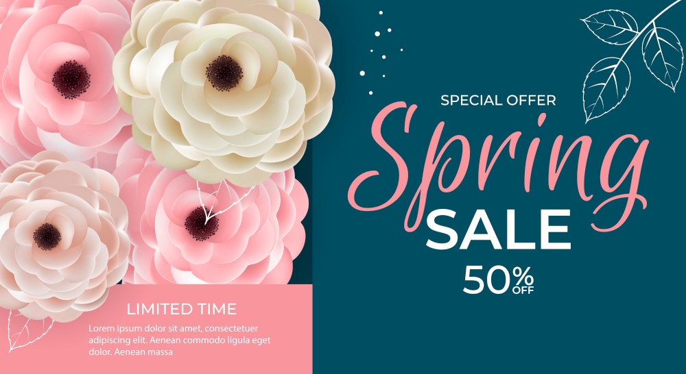 Spring Special Offer Sale Background Poster Natural Flowers and Leaves Template. Vector Illustration EPS10. Spring Special Offer Sale Background Poster Natural Flowers and Leaves Template. Vector Illustration