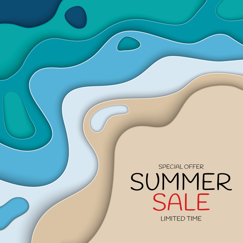 Summer Sale paper Cut Template Background. Special offer vector illustration EPS10. Summer Sale paper Cut Template Background. Special offer vector illustration