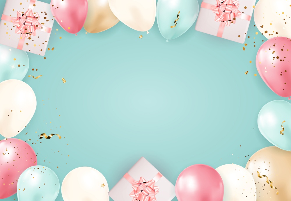 Happy Party Birthday Background with Realistic Balloons. Vector Illustration EPS10. Happy Party Birthday Background with Realistic Balloons. Vector Illustration