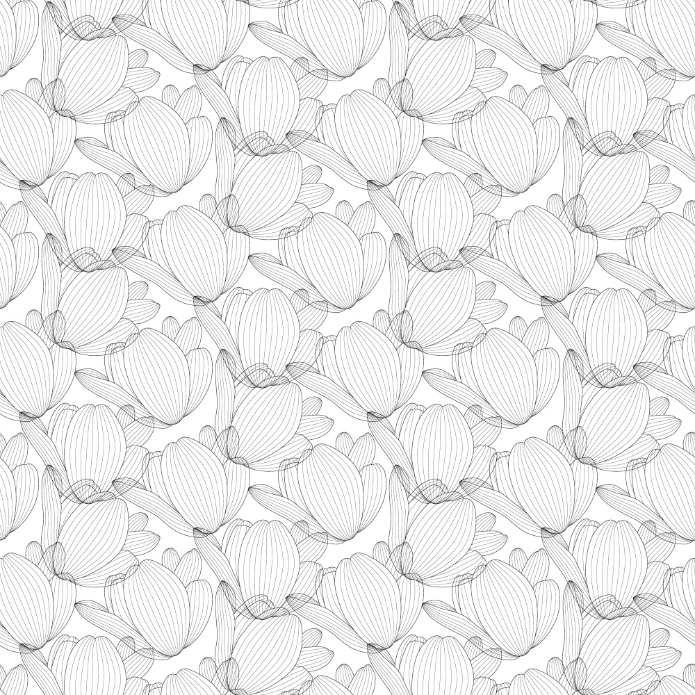 Picture Drawn black and white tulip with a contour line. Full Seamless pattern. Vector Illustration. EPS10. Picture Drawn black and white tulip with a contour line. Full Seamless pattern. Vector Illustration