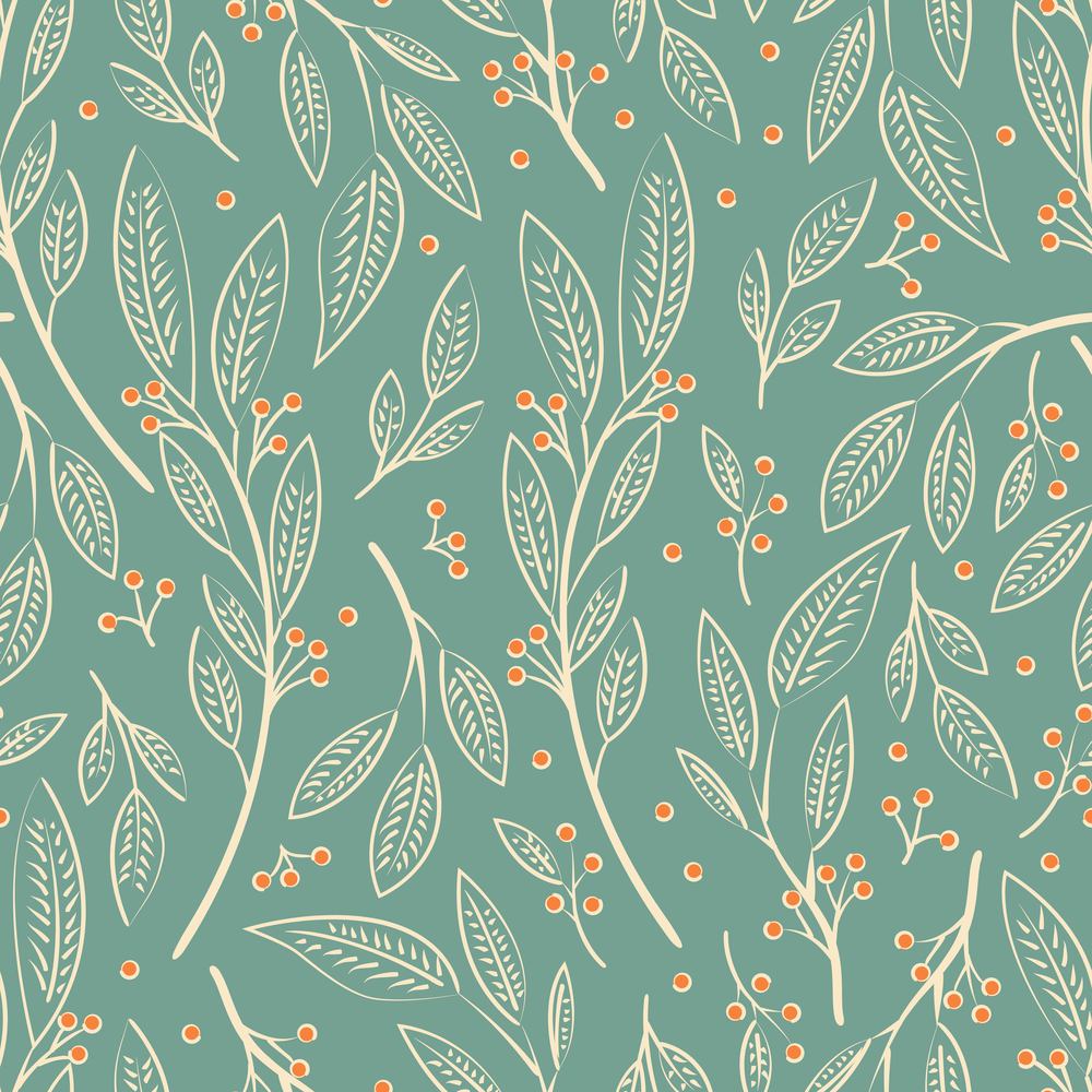 Seamless pattern design with hand drawn flowers and floral elements, vector illustration