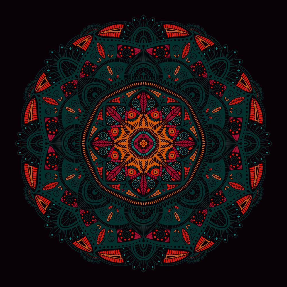 Colorful ornamental floral ethnic mandala, vector illustration