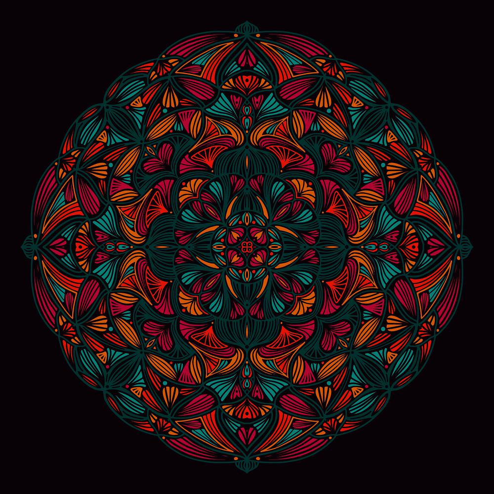 Colorful ornamental floral ethnic mandala, vector illustration