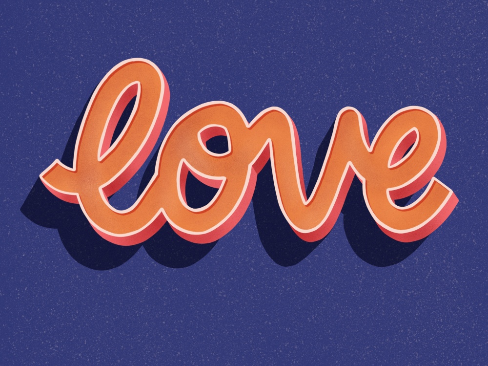 Greeting card with Happy Valentine&rsquo;s Day hand lettering design. Colorful hand drawn illustration with typography.