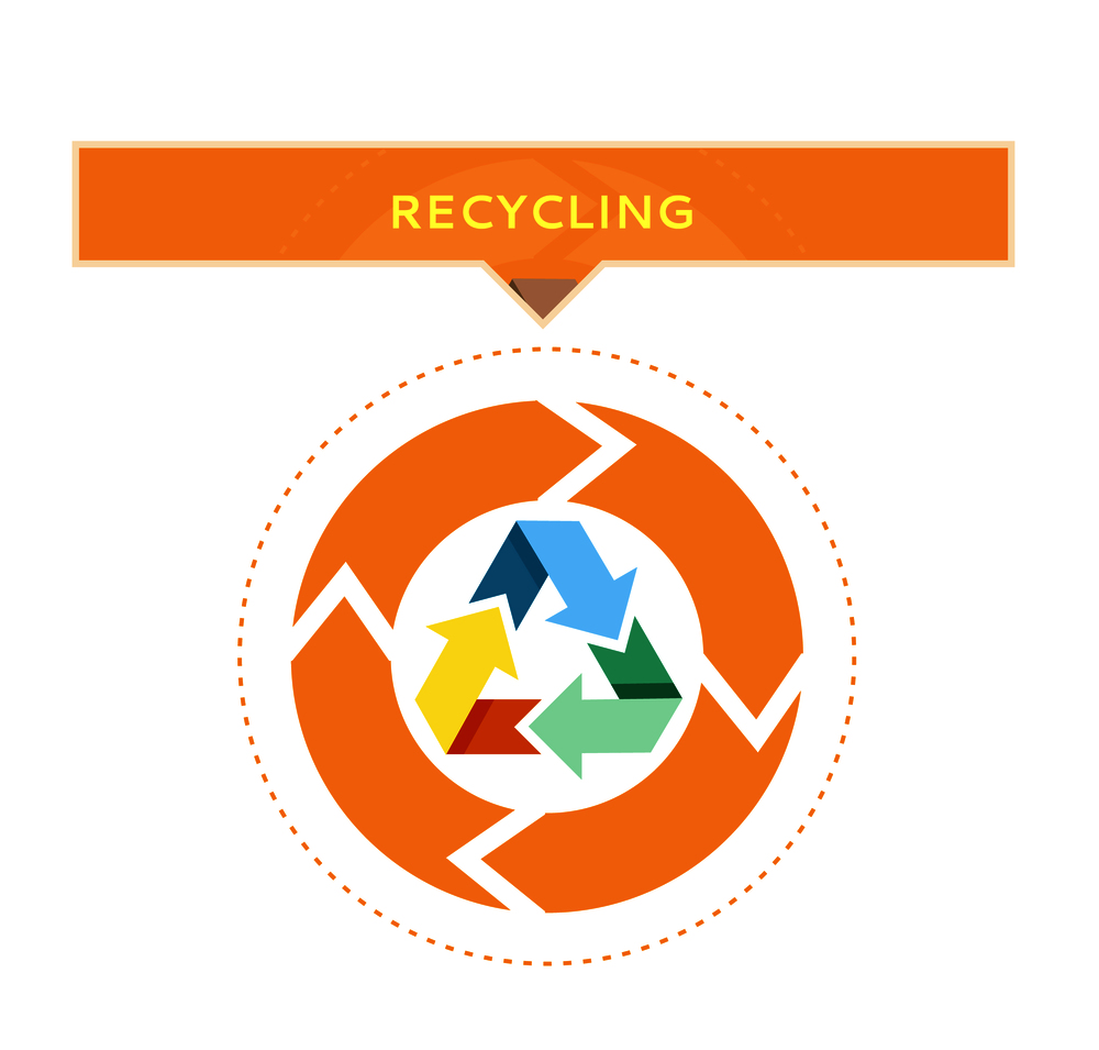 Recycling logo design with circle graphic of recycled waste process vector illustration on white background. Clean environment protection concept. Recycling Logo Design with Circle Graphic Vector