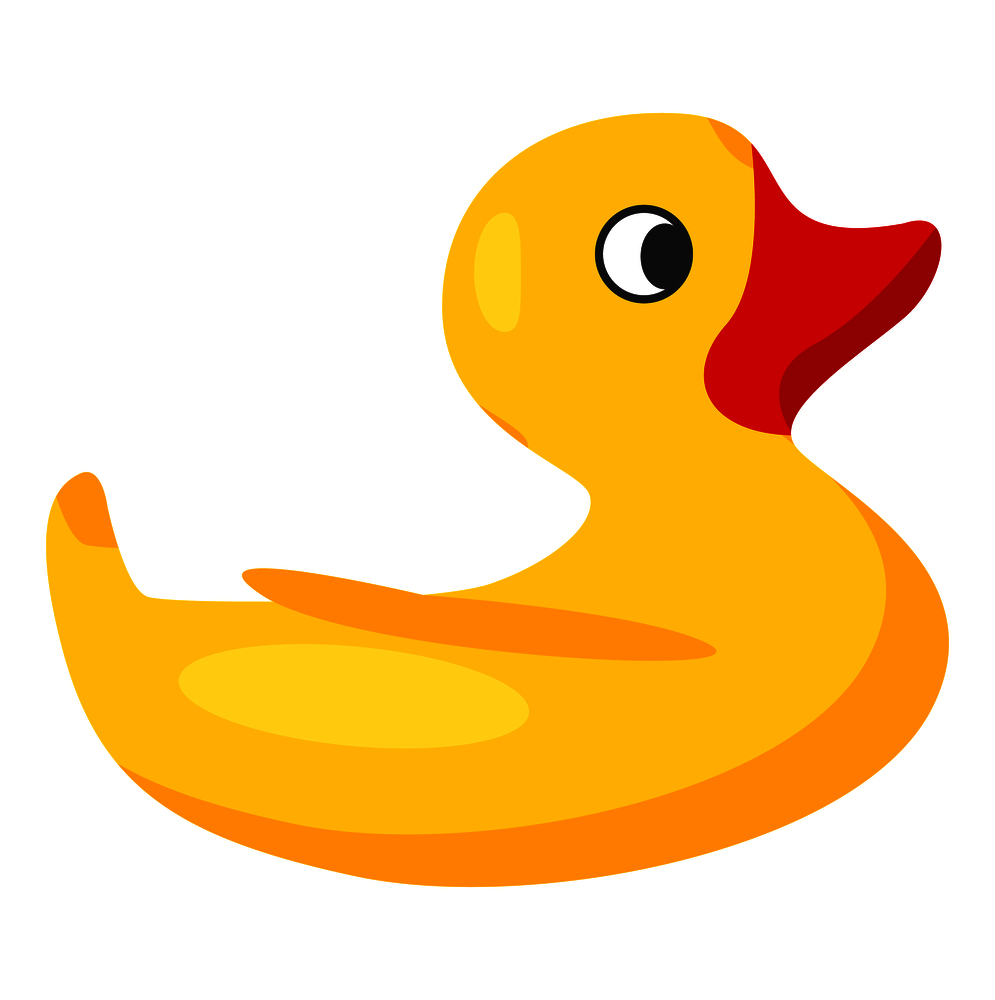 Yellow rubber duck with red beak for children to take bath and have fun isolated vector illustration on white background.. Yellow Rubber Duck for Bath Isolated Illustraton