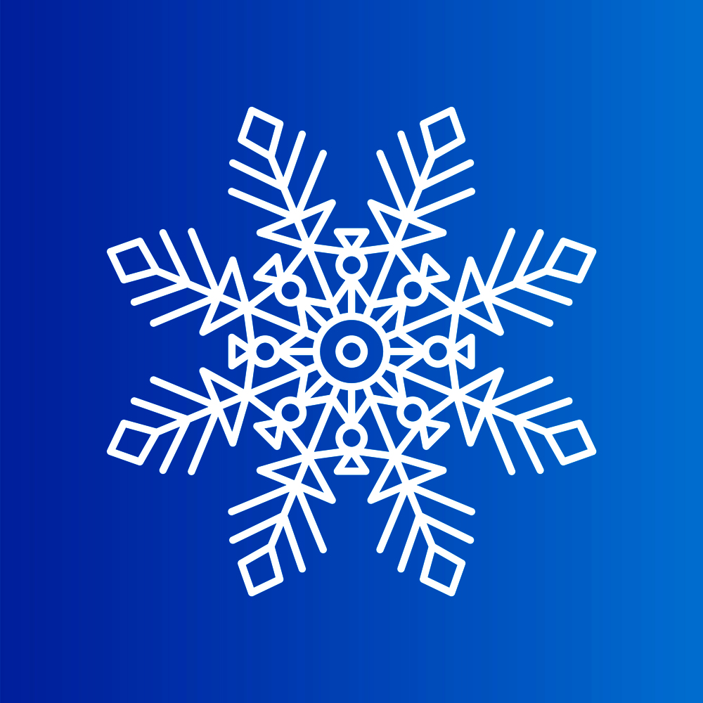 Snowflake created from ornamental patterns with geometric elements vector illustration isolated on blue background, New Year symbol flat style design. Snowflake Created from Ornamental Patterns on Blue
