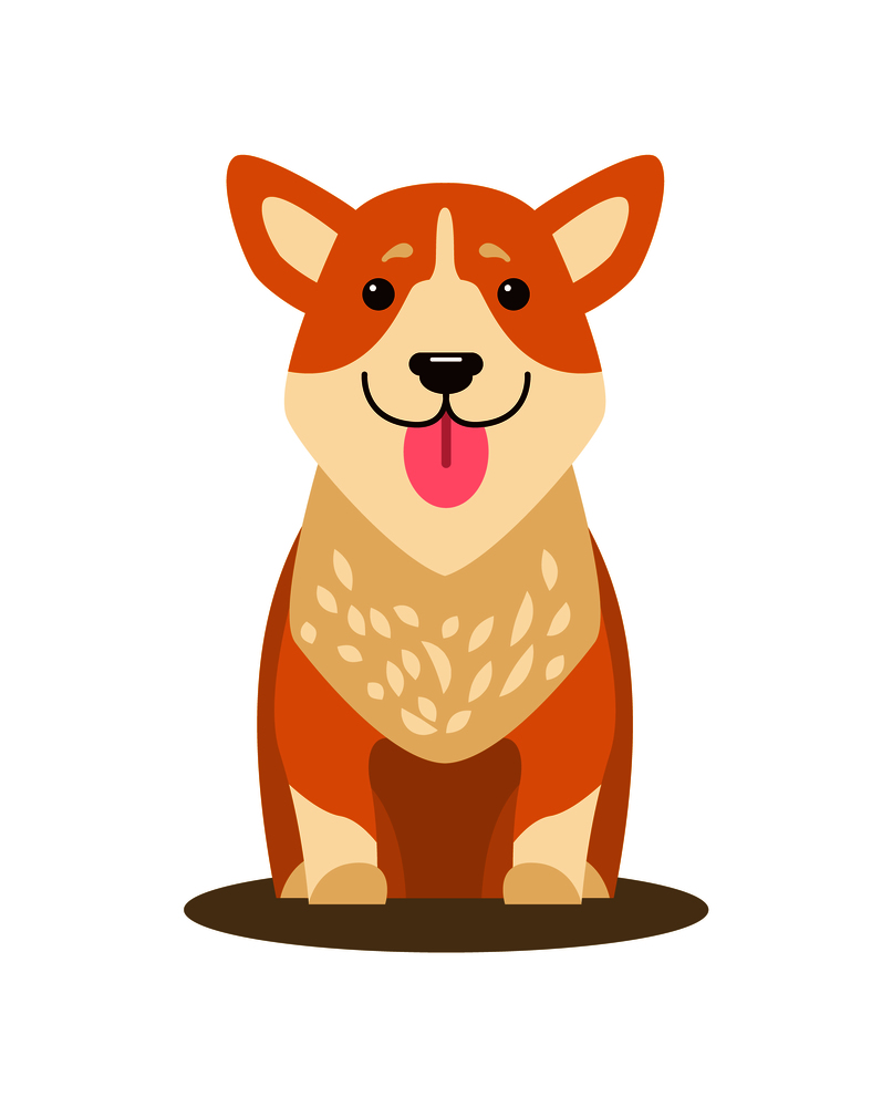 Dog icon with tongue stuck out and smile with happy expression, animal with fur of brown color, vector illustration isolated on white background. Dog Icon with Tongue Stuck Out Vector Illustration