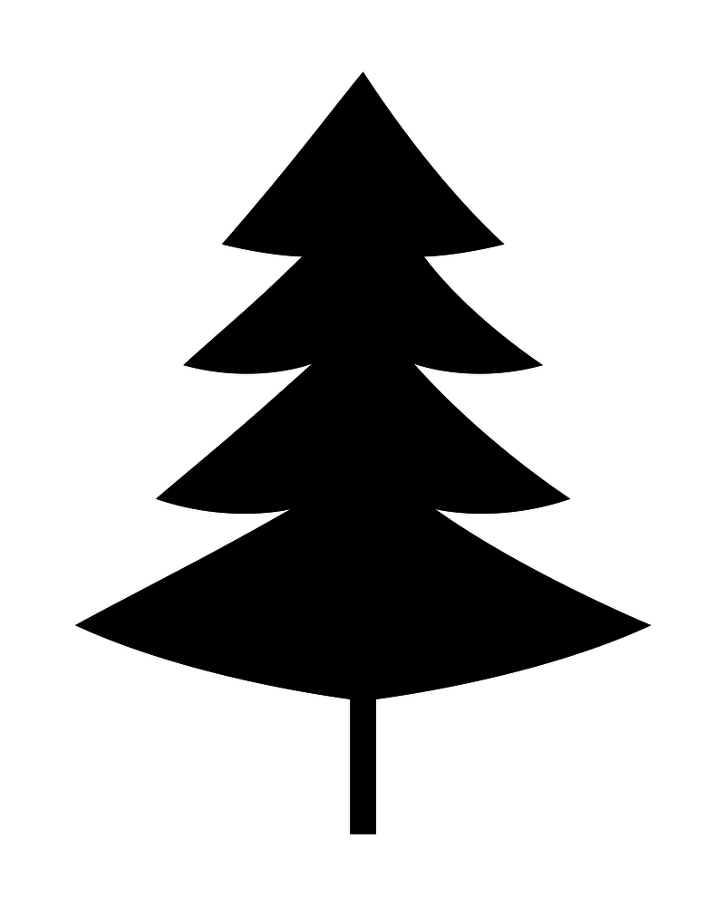 Christmas tree black silhouette vector illustration isolated on white background. Origami fir plant spruce decorative element for your design. Christmas Tree Black Silhouette Vector Icon