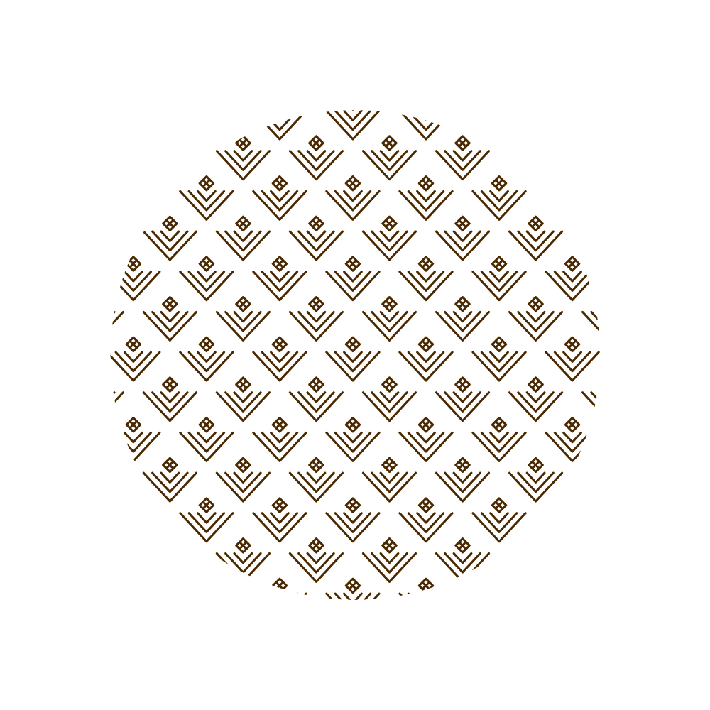 Japanese ethnic pattern inside big circle composed of unusual geometrical shapes isolated cartoon vector illustration on white background.. Japanese Ethnic Pattern Inside Circle Composition