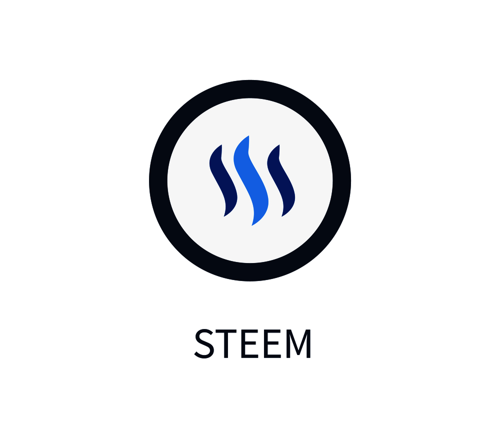 Steem cryptocurrency icon, system of internet banking and dealing with money, symbol and headline, vector illustration isolated on white background. Steem Cryptocurrency Icon Vector Illustration