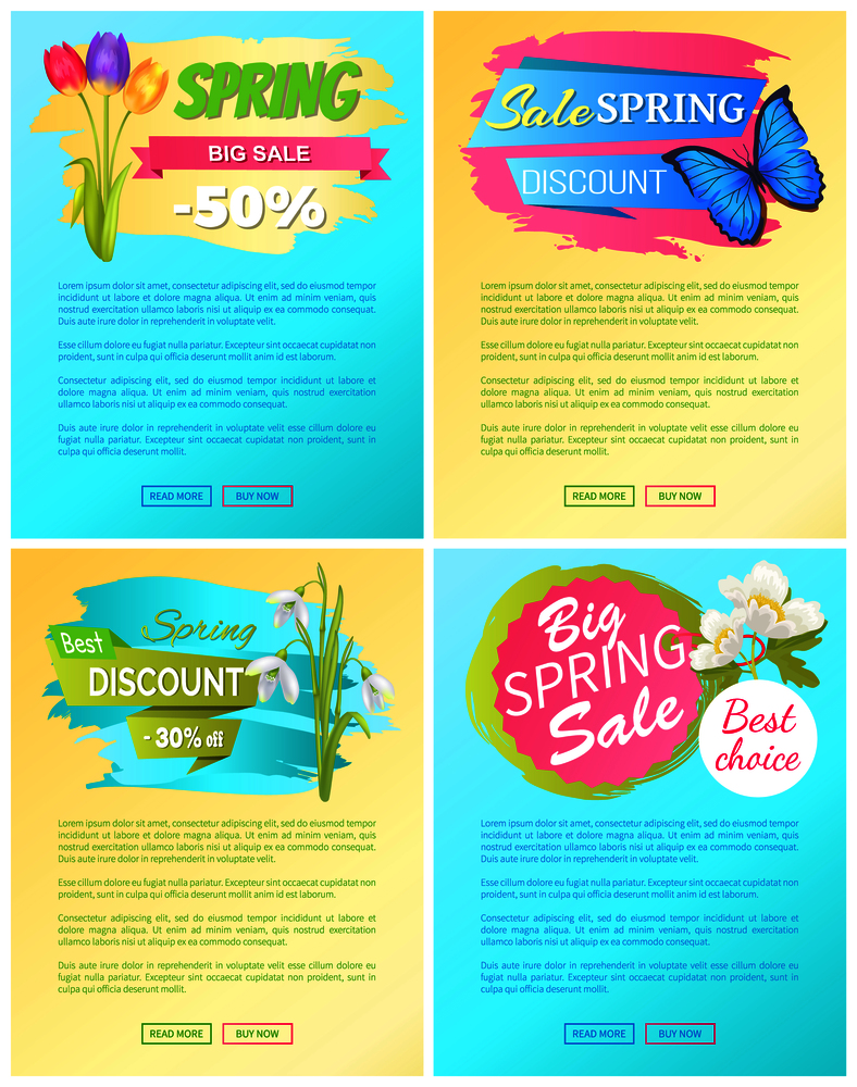 Total discounts off advertisement stickers colorful bouquet with tulips and anemone or apple blossoms color vector spring collection sale web posters. Total Discounts Off Advertisement Stickers Sale
