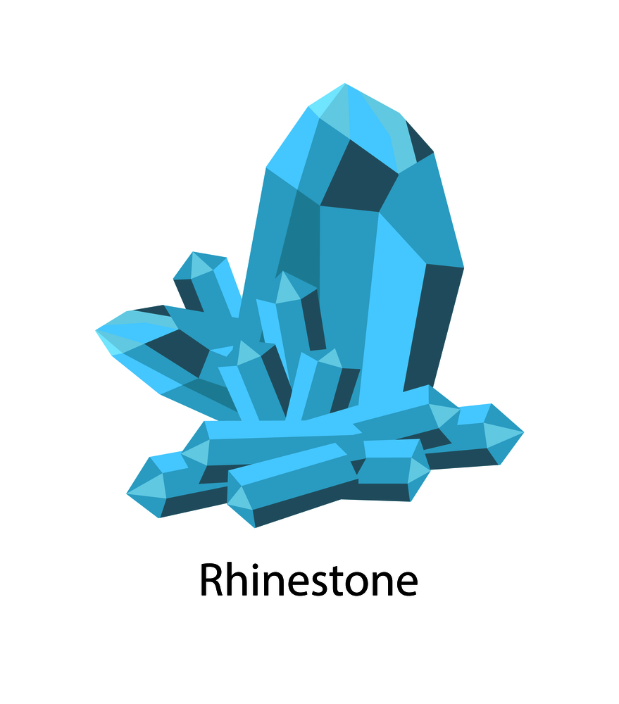 Rhinestone paste or diamante is diamond simulant originally made from rock crystal, vector illustration of precious stone isolated on white background. Rhinestone Paste or Diamante is Damond Simulant