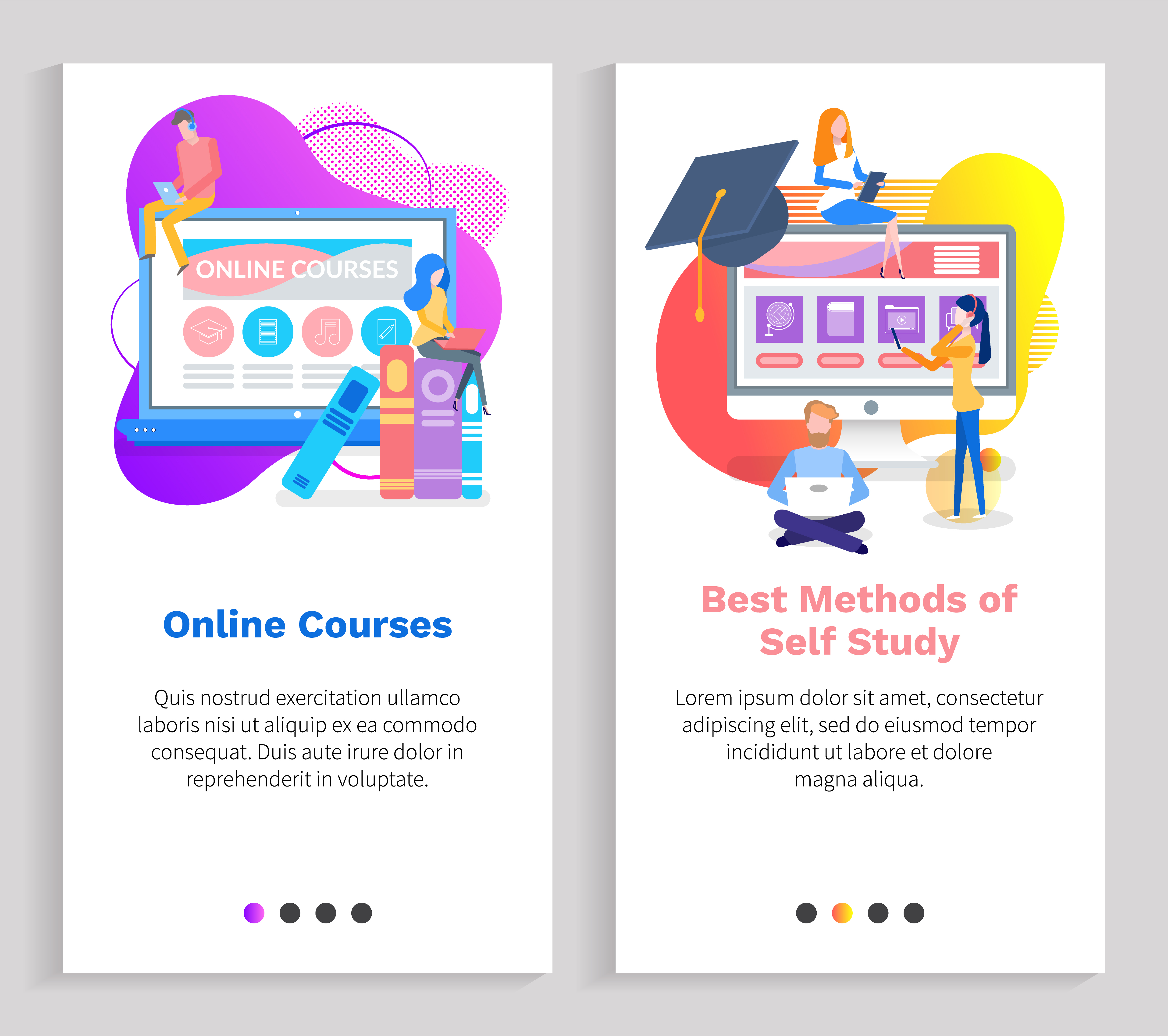 Online courses vector, education and tool for effective knowledge gaining, monitor with digital access for students, people with tasks from school. Website or slider app, landing page flat style. Online Course and Best Method of Studying Vector