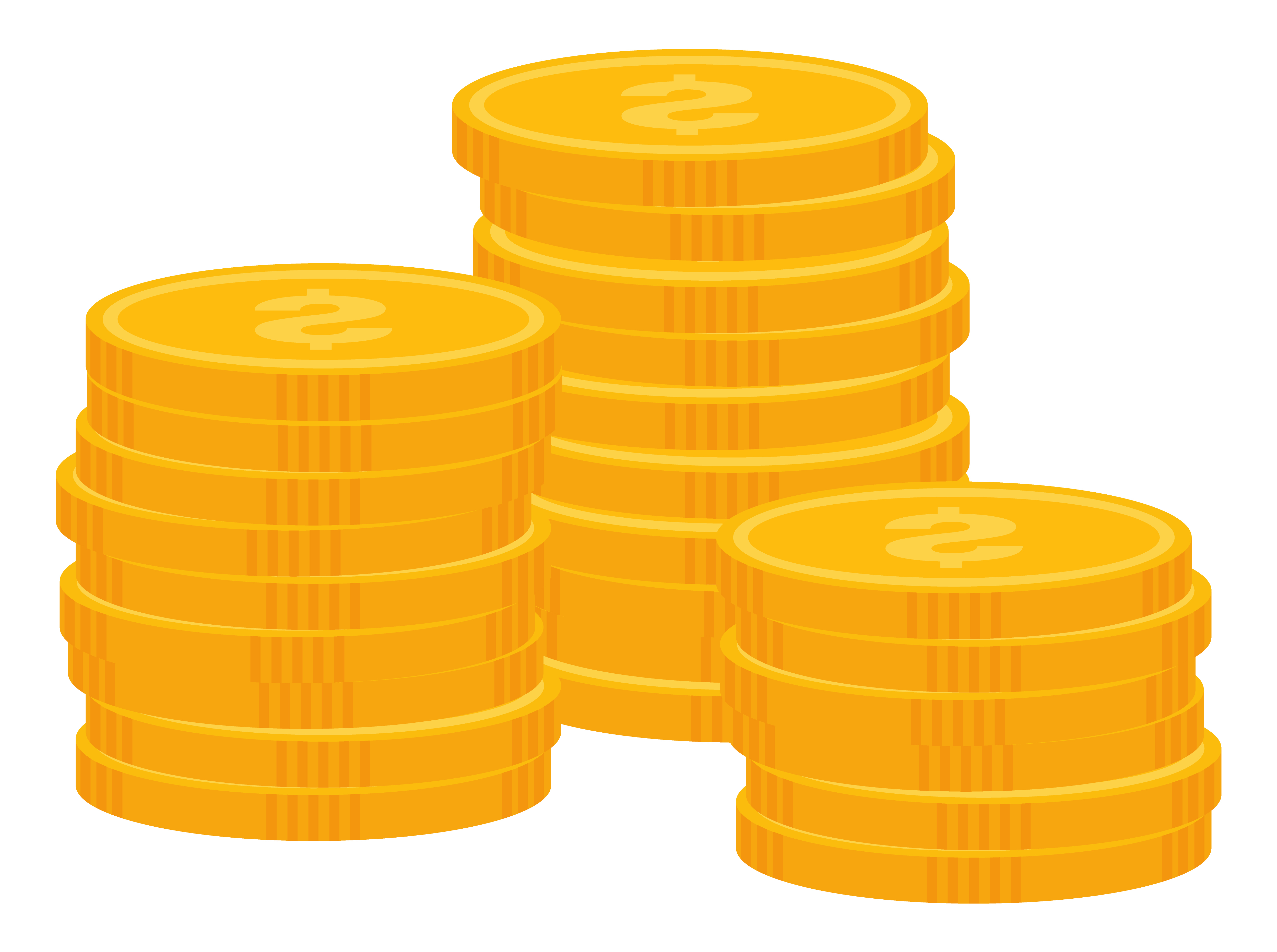 Pile of coins vector, isolated icon of money. Flat style monets business profit gain from project, gold dollar coin, treasure wealth and financial stability, assets. Coins Dollar Money, Profit From Business Vector