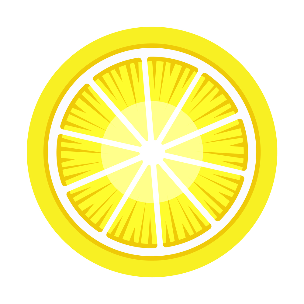 Lemon graphic object illustration isolated vector on white background. Citrus fruit nutrition diet icon. Dietary fiber and vitamins and mineral source. Useful products when breastfeeding a child. Slice of lemon isolated on white background. Dietary food, vegan product. Vector illustration