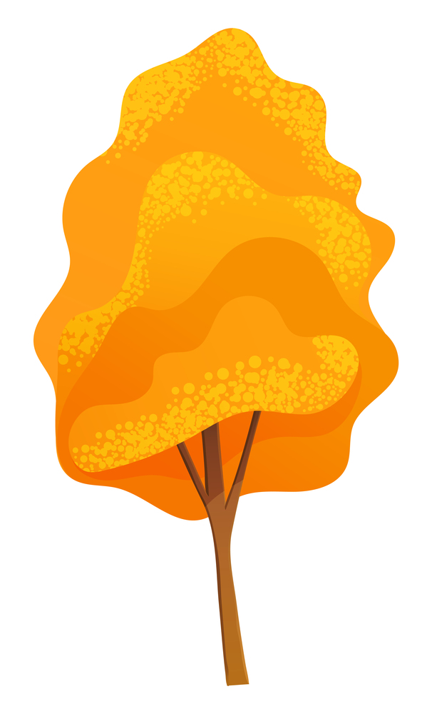 Autumn tree icon, isolated symbol of nature, wood, forest, tree with orange leaves, crown, organic plant with stem, landscape interface, natural concept, environment, flora, organic high, botany. Autumn tree icon, isolated symbol of nature, wood, forest, tree with orange leaves, crown, plant