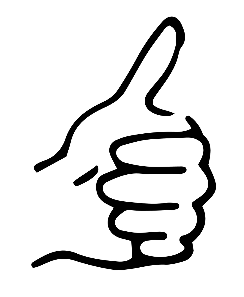 Thumb up icon. Hand gesture, clenched fist and finger raised up, outline style flat vector illustration. Good symbol for website design, logo. The sign is all very good, I m fine. Gesture hitch-hiking. Thumb up icon. Hand gesture, clenched fist and finger raised up, outline style flat vector