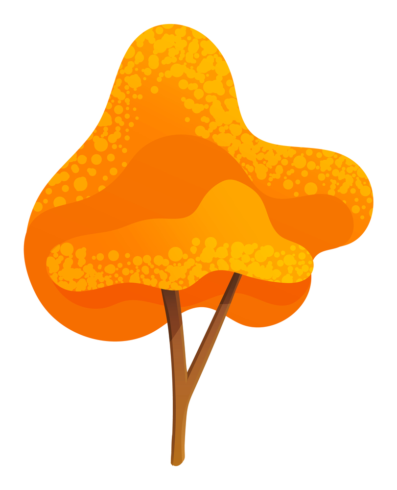 Autumn tree icon, isolated symbol of nature, wood, forest, tree with orange leaves, crown, organic plant with stem, landscape interface, natural concept, environment, flora, organic high, botany. Autumn tree icon, isolated symbol of nature, wood, forest, tree with orange leaves, crown, plant