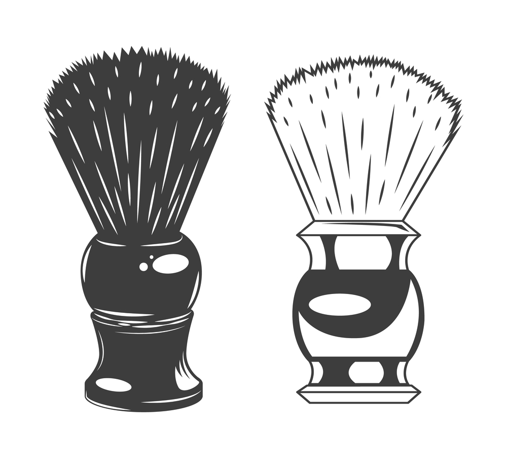 Shaving brush vector illustration isolated on white background. Equipment for personal hygiene shaving. Shaving brush for shaving. Barbershop single icon. Tool for applying soap foam on the face. Shaving brush vector illustration isolated on white. Equipment for personal hygiene shaving