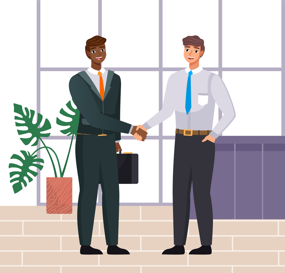 Business propasal for partner. Man make agreement deal handshake. Hiring interview. Colleagues discuss project. Teamwork idea. Accepting proposals for investment in finance and exchanging ideas. Business propasal for partner. Man make agreement handshake interview. Colleagues discuss project