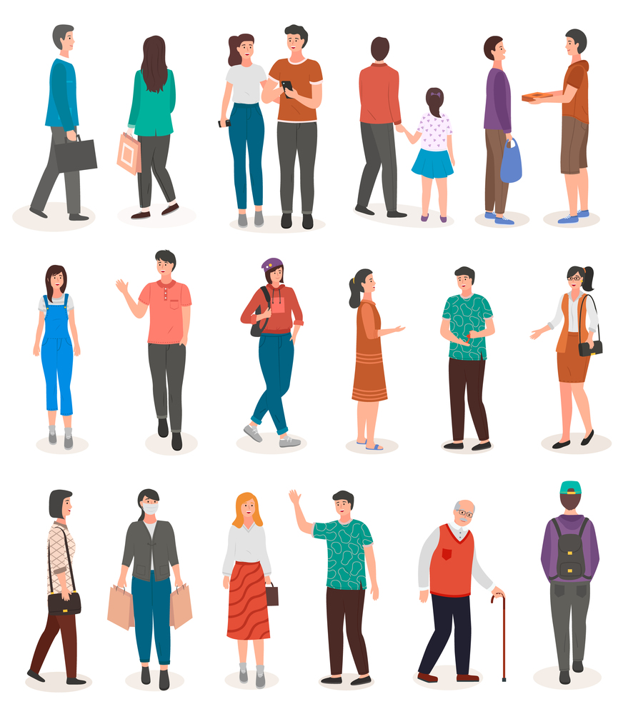 People in various lifestyles, businessman, woman, teenager, traveler, friends, sport woman, hip hop guy, senior man couple, parents with child, businesswoman. Character set with flat design style. People in various lifestyles, businessman, woman, teenager, friends, sport woman, senior man, couple