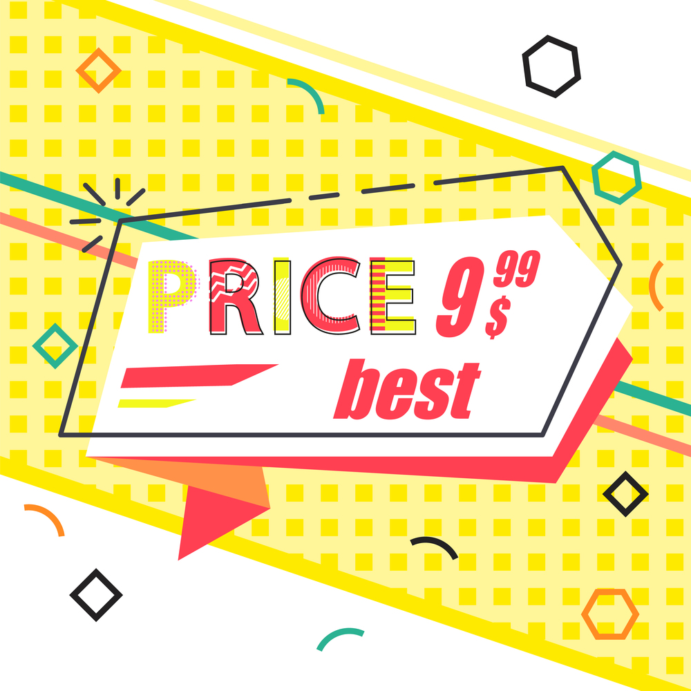 Best price special offer with inscription on a bright yellow background. Super sale best price advertising poster, promotional offer. Sale colored banner. Discount poster flat vector template. Best price special offer with inscription on bright yellow background. Super sale advertising poster