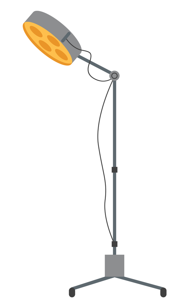 Special medical floor lamp icon for hospital appliance indoor furniture vector flat isolated operating equipment element. Surgical light to create bright good lighting in the room, artificial light source. Special medical floor lamp, operating equipment. Surgical light to create bright good lighting