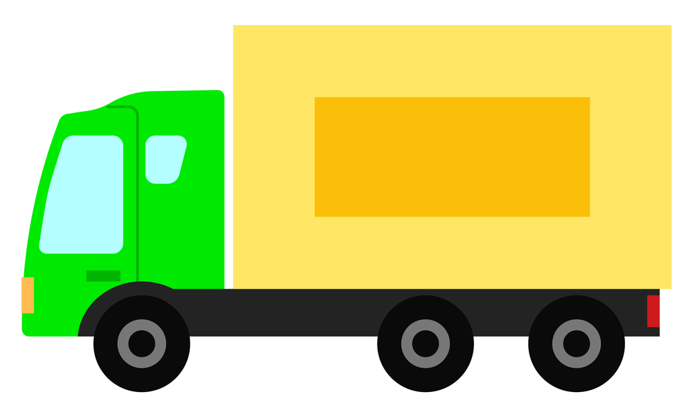 Delivery truck vector flat illustration. Lorry transport. Fast delivery service concept. Postal service creative icon design. Delivery Truck Vector