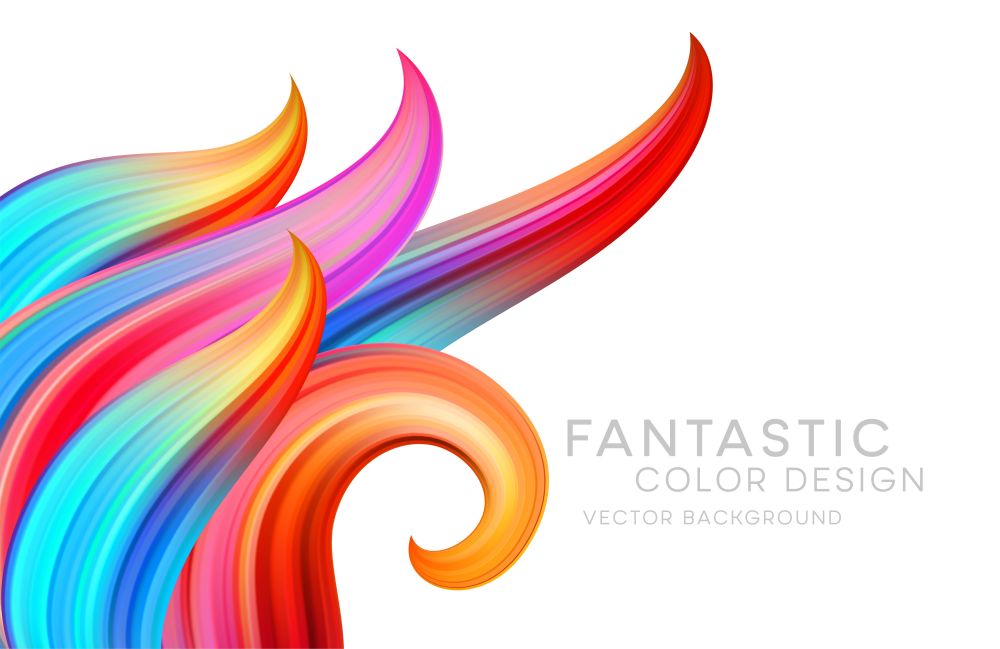 Abstract background with color fantastic waves and floral scrolls. Modern colorful flow poster. Wave Liquid shape. Art design for your design project. Vector illustration EPS10. Abstract background with color fantastic waves and floral scrolls. Modern colorful flow poster. Wave Liquid shape. Art design for your design project. Vector illustration