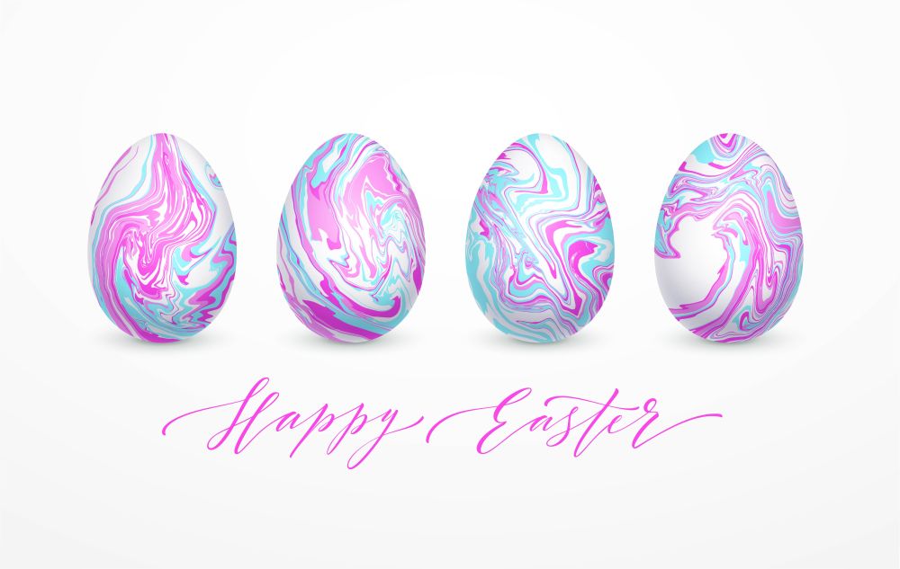 Set of pastel colors marbled easter eggs. Vector illustration EPS10. Set of pastel colors marbled easter eggs. Vector illustration