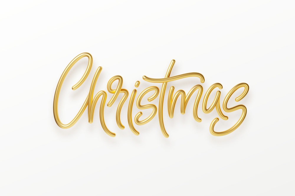 Realistic 3d inscription Merry Christmas isolated on. Golden shiny lettering. Vector illustration EPS10. Realistic 3d inscription Merry Christmas isolated on. Golden shiny lettering. Vector illustration