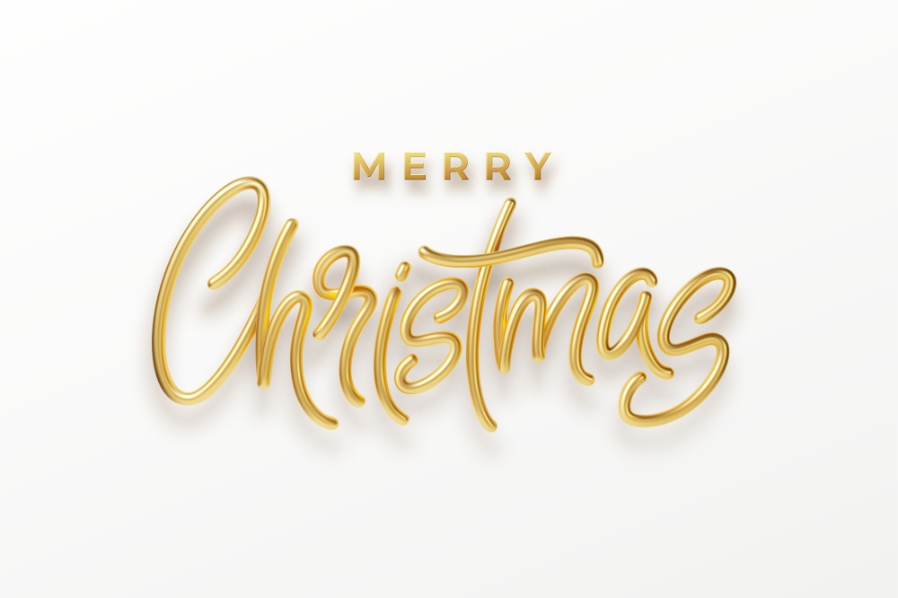 Realistic 3d inscription Merry Christmas isolated on. Golden shiny lettering. Vector illustration EPS10. Realistic 3d inscription Merry Christmas isolated on. Golden shiny lettering. Vector illustration