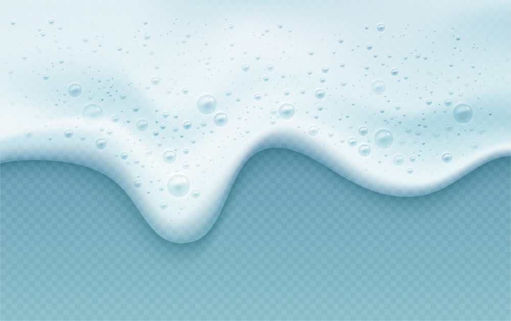Soap foam with bubbles isolated on a blue transparent background. Shampoo bubbles texture. Vector illustration EPS10. Soap foam with bubbles isolated on a blue transparent background. Shampoo bubbles texture. Vector illustration