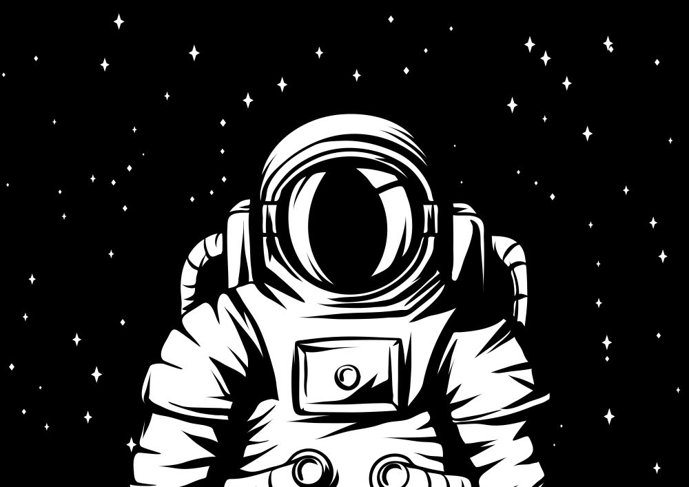 Illustration of astronaut. Spaceman in suit. Cosmonaut in outer space.. Illustration of astronaut. Spaceman in suit.