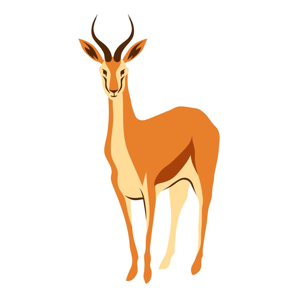 Stylized illustration of gazelle. Wild African savanna animal on white background.. Stylized illustration of gazelle.