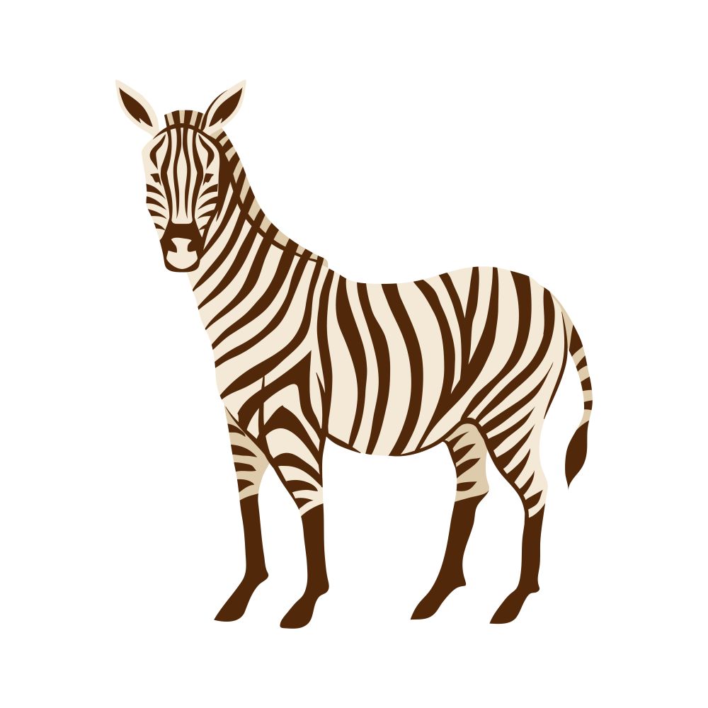 Stylized illustration of zebra. Wild African savanna animal on white background.. Stylized illustration of zebra.