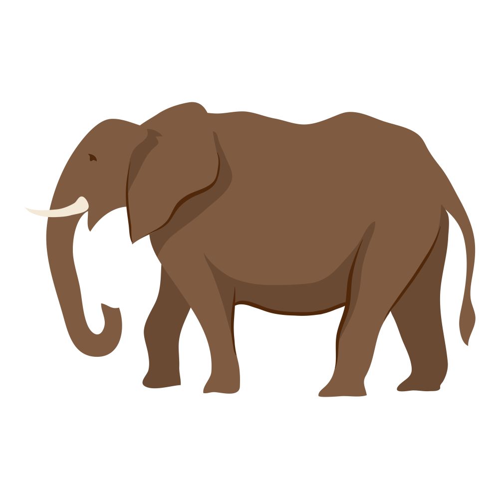 Stylized illustration of elephant. Wild African savanna animal on white background.. Stylized illustration of elephant.