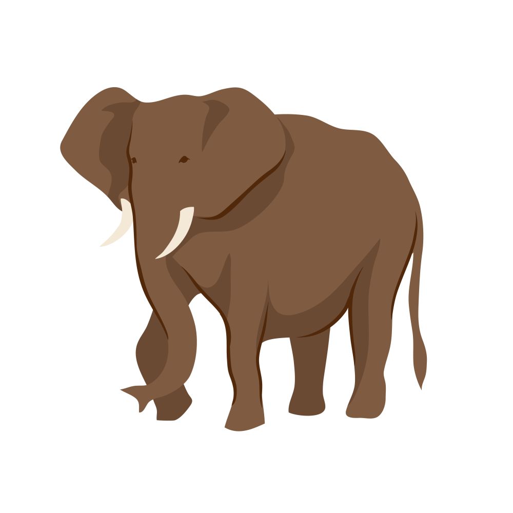 Stylized illustration of elephant. Wild African savanna animal on white background.. Stylized illustration of elephant.