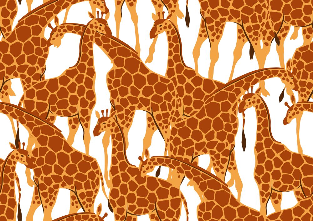 Seamless pattern with of giraffes. Wild African savanna animals on white background.. Seamless pattern with of giraffes.