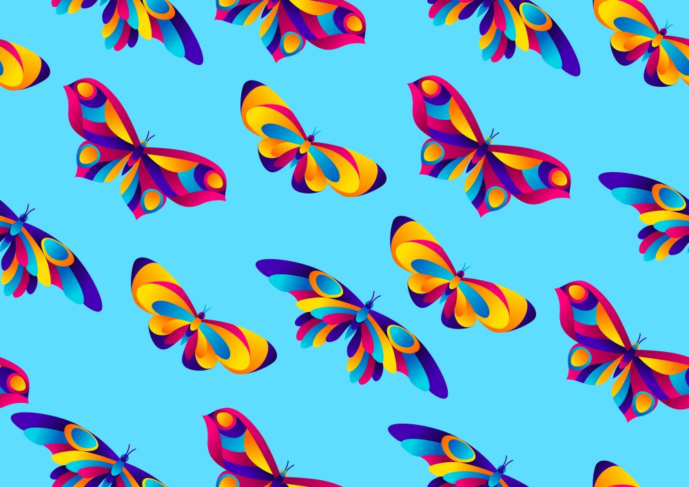 Seamless pattern with butterflies. Colorful bright abstract insects.. Seamless pattern with butterflies.