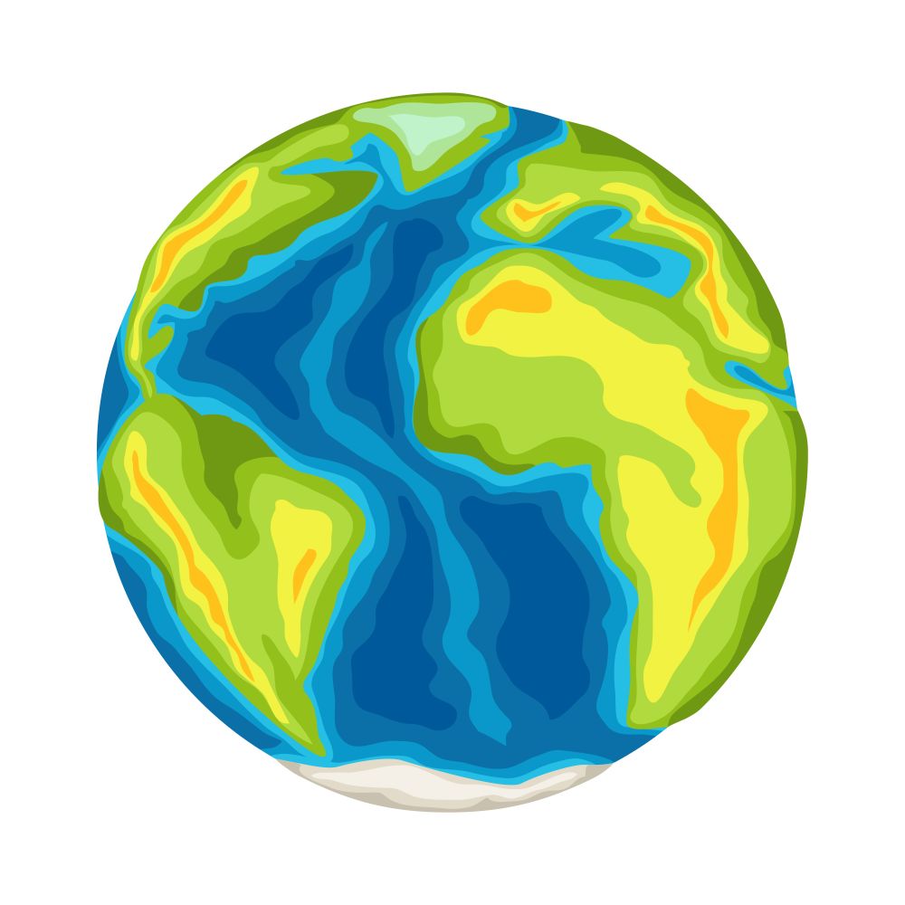 Earth with continents and oceans. Illustration on white background.. Earth with continents and oceans.